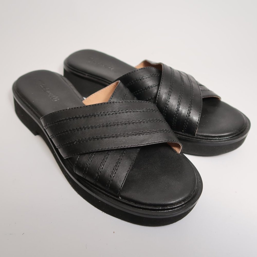 Madewell Shoes Women's 10 Black Leather Sandals The Alina Platform Slides